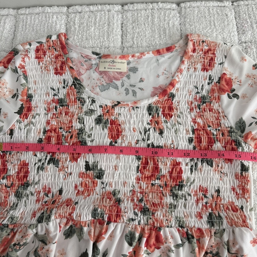 Bobbie Brooks Floral Smocked Babydoll Top S Fairy Feminine Boho Cottagecore - Picture 6 of 10